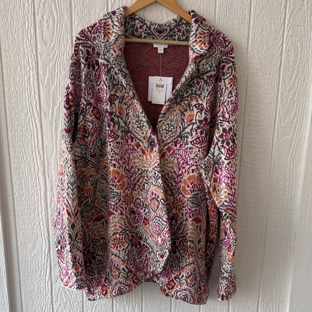 New NWT j jill Womans Jacquard Sweater Blazer sz 2x